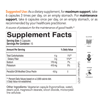 EcoNugenics PectaSol-C® Modified Citrus Pectin — Supplement Facts and directions label