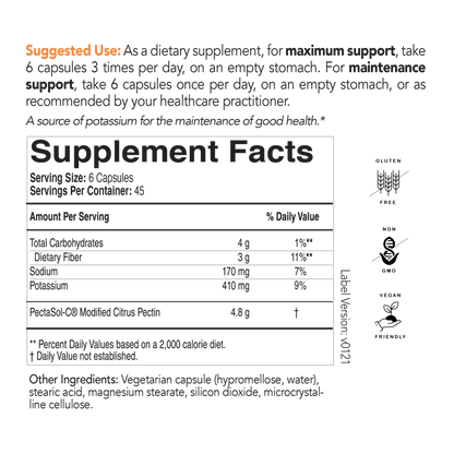 EcoNugenics PectaSol-C® Modified Citrus Pectin — Supplement Facts and directions label