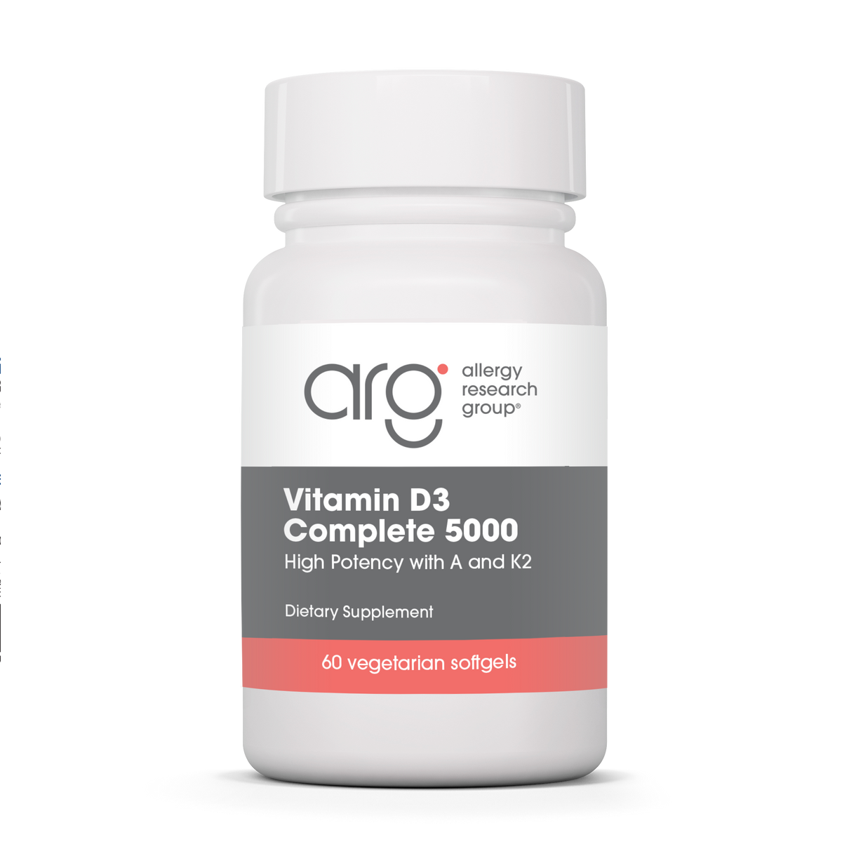 Allergy Research Group Vitamin D3 Complete 5000 High Potency with A and K2 — 60-softgel bottle