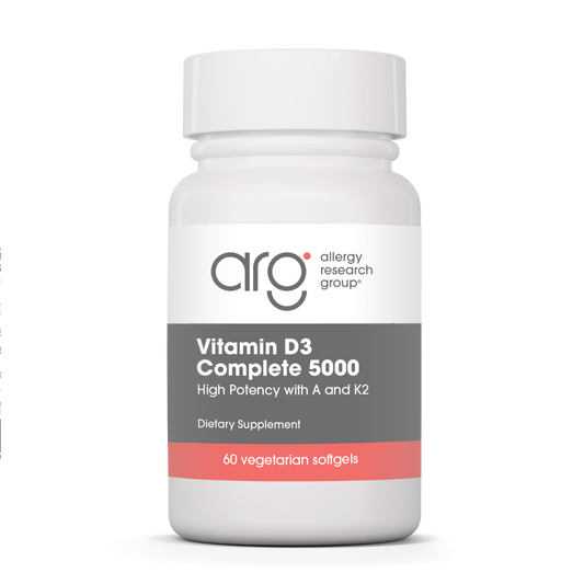 Allergy Research Group Vitamin D3 Complete 5000 High Potency with A and K2 — 60-softgel bottle