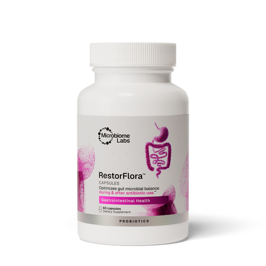 Microbiome Labs RestorFlora product packaging