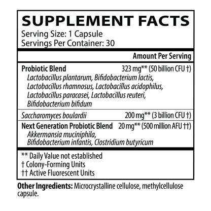 Neurobiologix Biotic Supreme 50 Supplement Facts panel
