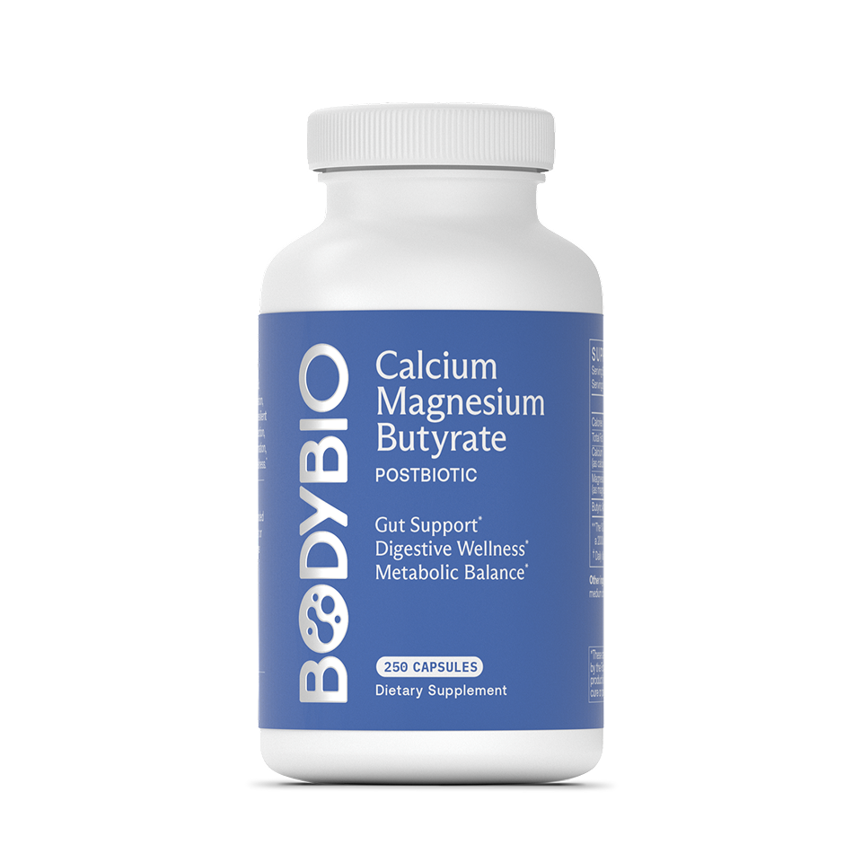 BodyBio Calcium/Magnesium Butyrate — 250 capsules product packaging