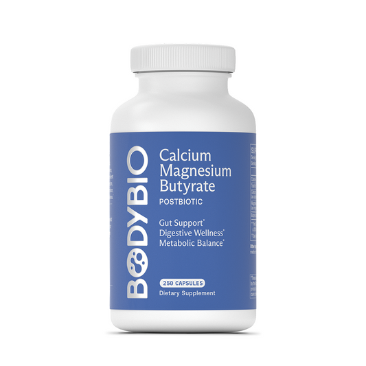 BodyBio Calcium/Magnesium Butyrate — 250 capsules product packaging