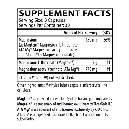 Neurobiologix Mind Mag Ultra Supplement Facts panel